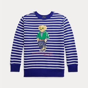 Polo Bear Striped Fleece Sweatshirt